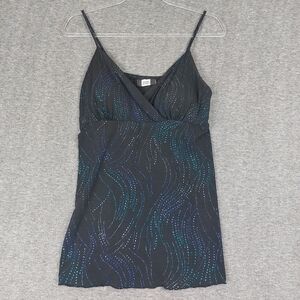 STUDIO 1940 WOMENS Y2K BLACK GLITTER BABYDOLL WHIMSYGOTH MERMAID TOP SIZE SMALL